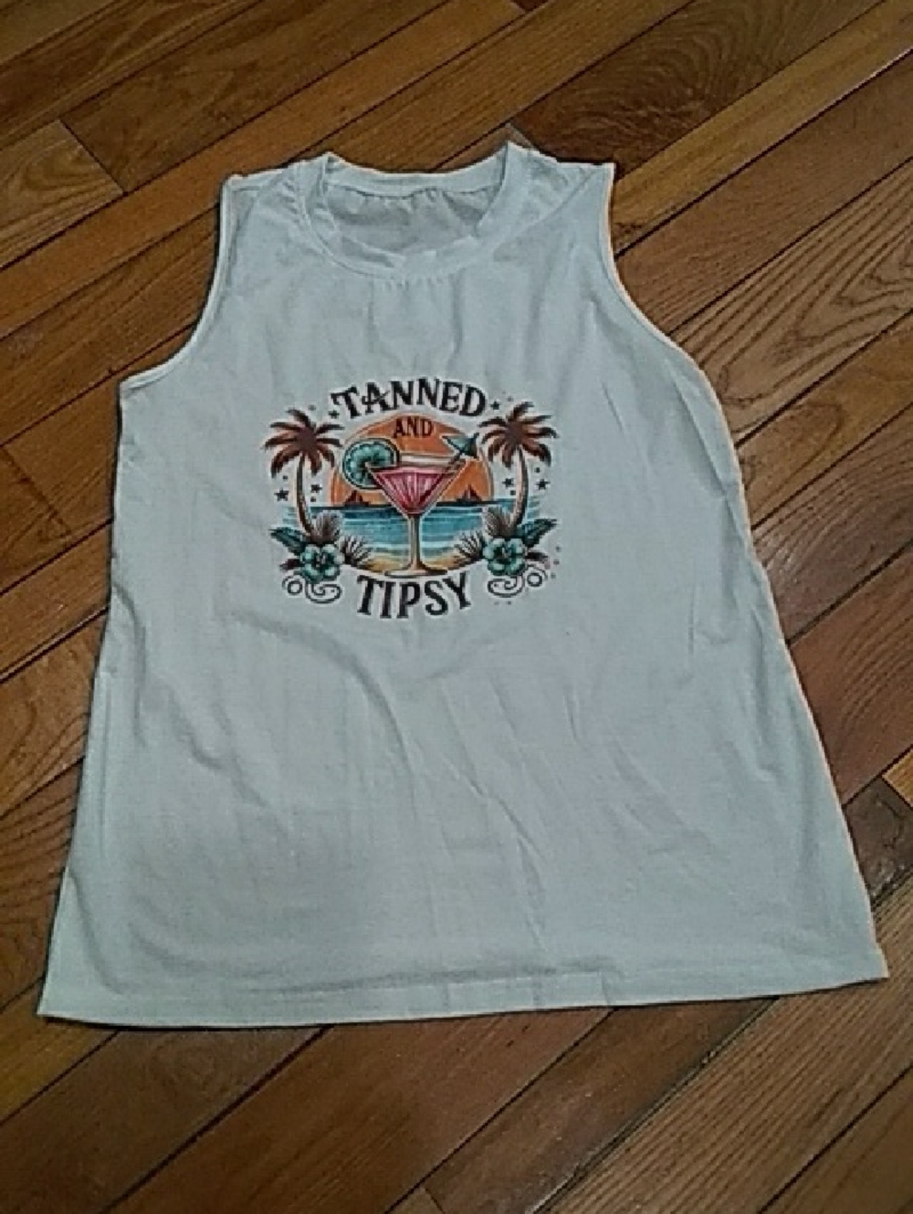 White Graphic Tank Top - Tanned and Tipsy